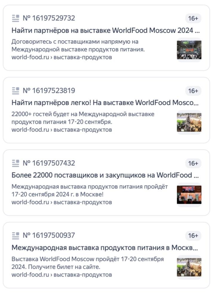 Пример объявления World Food для РСЯ